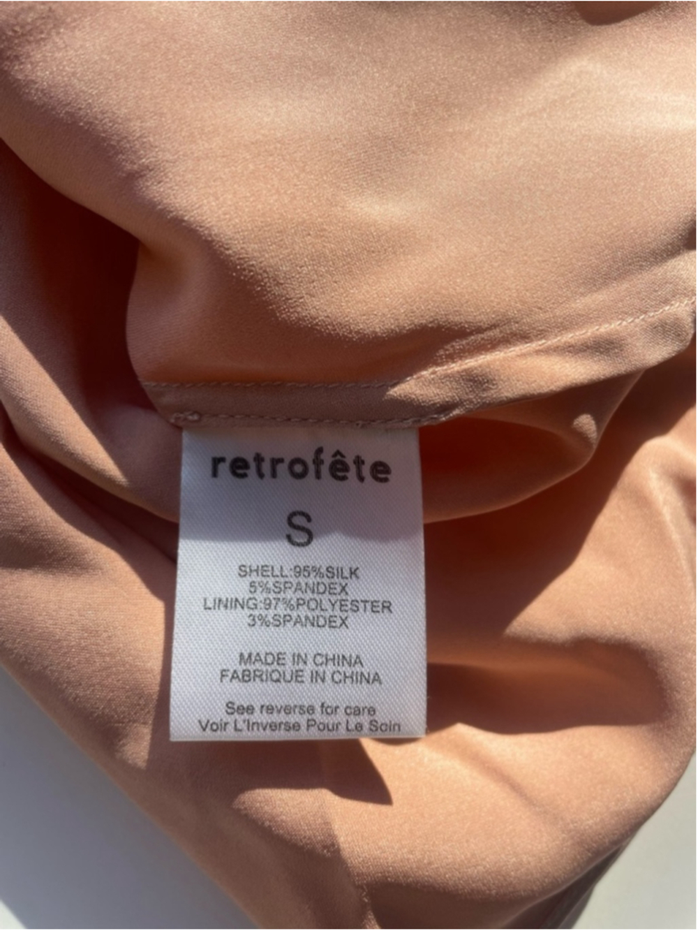 RETROFÊTE Diane Silk Mini Dress Dusty Rose Rhinestone Button Slip Size S - Picture 3 of 9